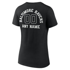 Baltimore Ravens  Women's Personalized Name & Number Monochrome V-Neck T-Shirt