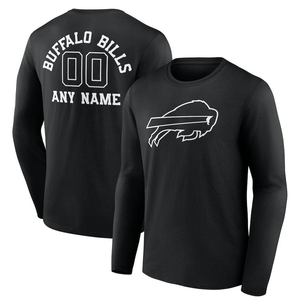 Buffalo Bills  Personalized Name & Number Monochrome Long Sleeve T-Shirt