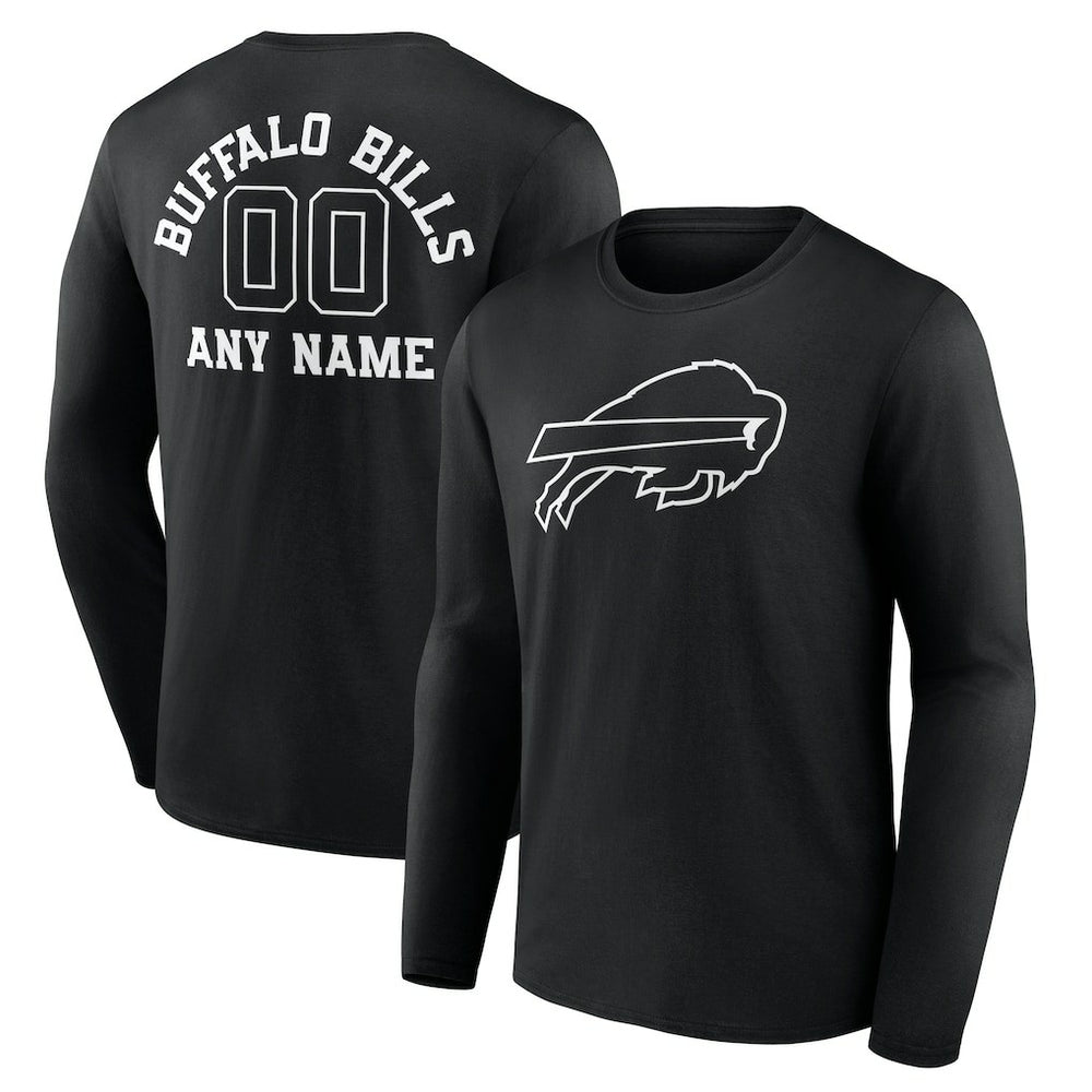 Buffalo Bills  Personalized Name & Number Monochrome Long Sleeve T-Shirt