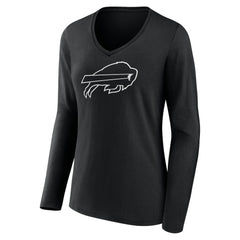 Buffalo Bills  Women's Personalized Name & Number Monochrome Long Sleeve V-Neck T-Shirt