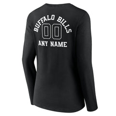 Buffalo Bills  Women's Personalized Name & Number Monochrome Long Sleeve V-Neck T-Shirt