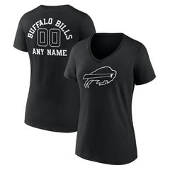 Buffalo Bills  Women's Personalized Name & Number Monochrome V-Neck T-Shirt