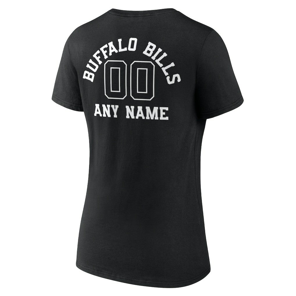 Buffalo Bills  Women's Personalized Name & Number Monochrome V-Neck T-Shirt