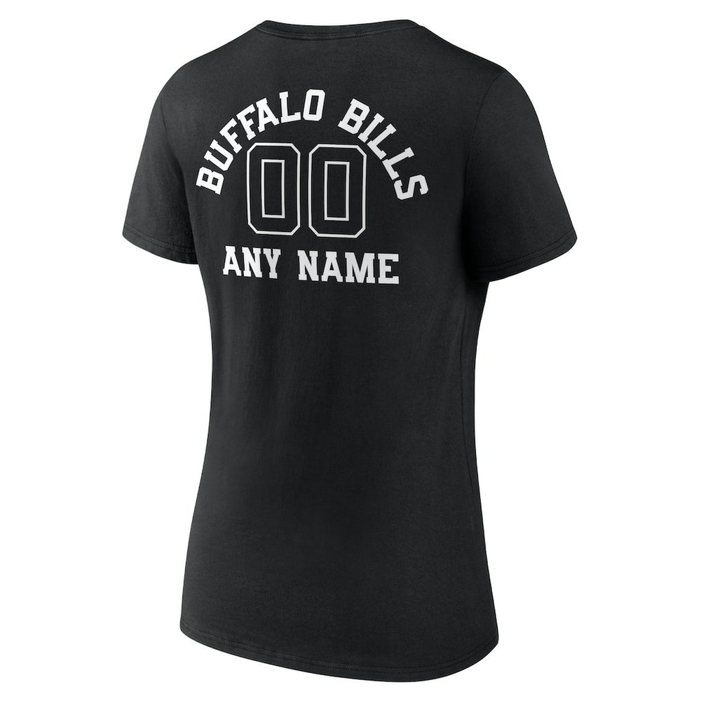 Buffalo Bills  Women's Personalized Name & Number Monochrome V-Neck T-Shirt