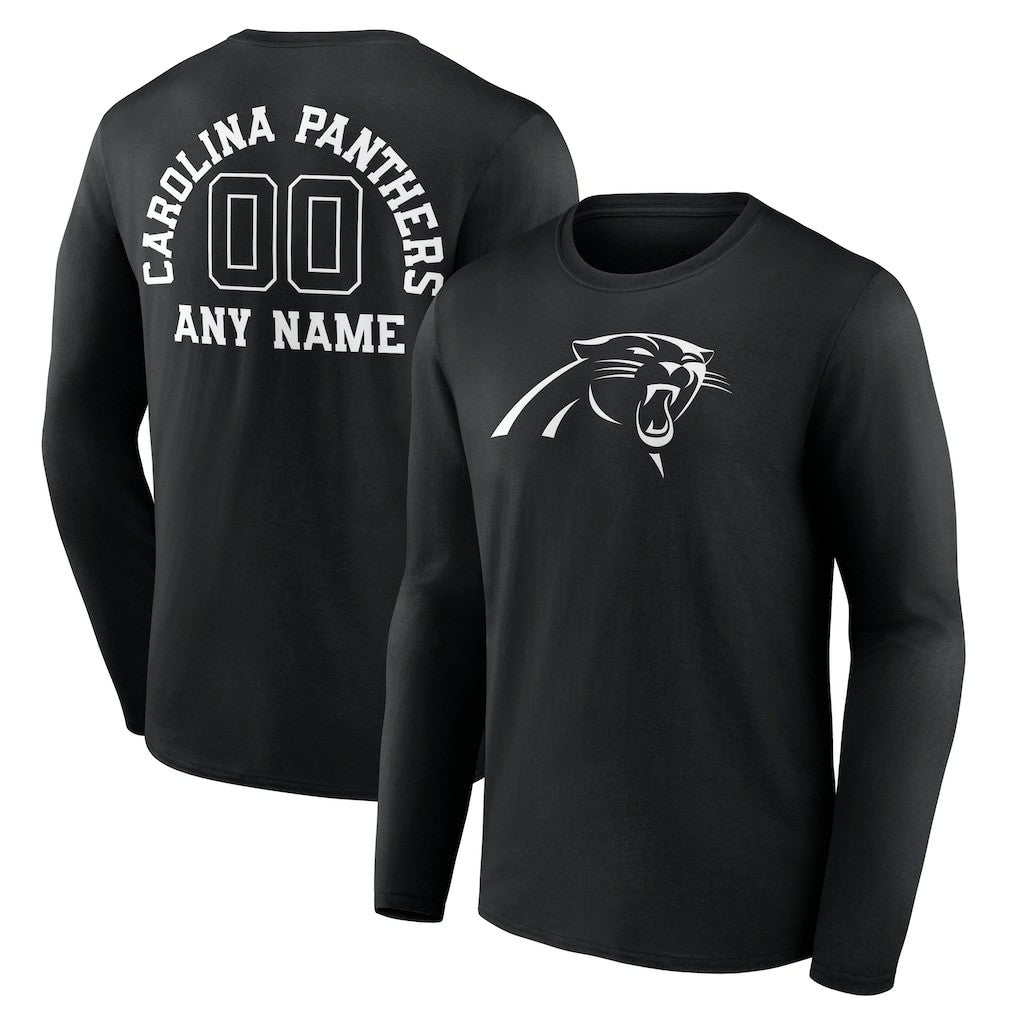 Carolina Panthers  Personalized Name & Number Monochrome Long Sleeve T-Shirt