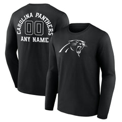 Carolina Panthers  Personalized Name & Number Monochrome Long Sleeve T-Shirt