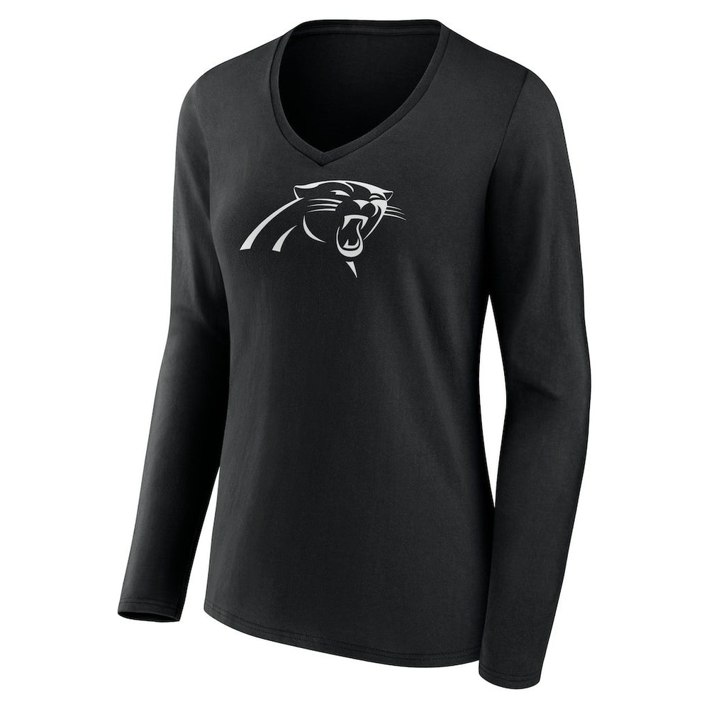 Carolina Panthers  Women's Personalized Name & Number Monochrome Long Sleeve V-Neck T-Shirt