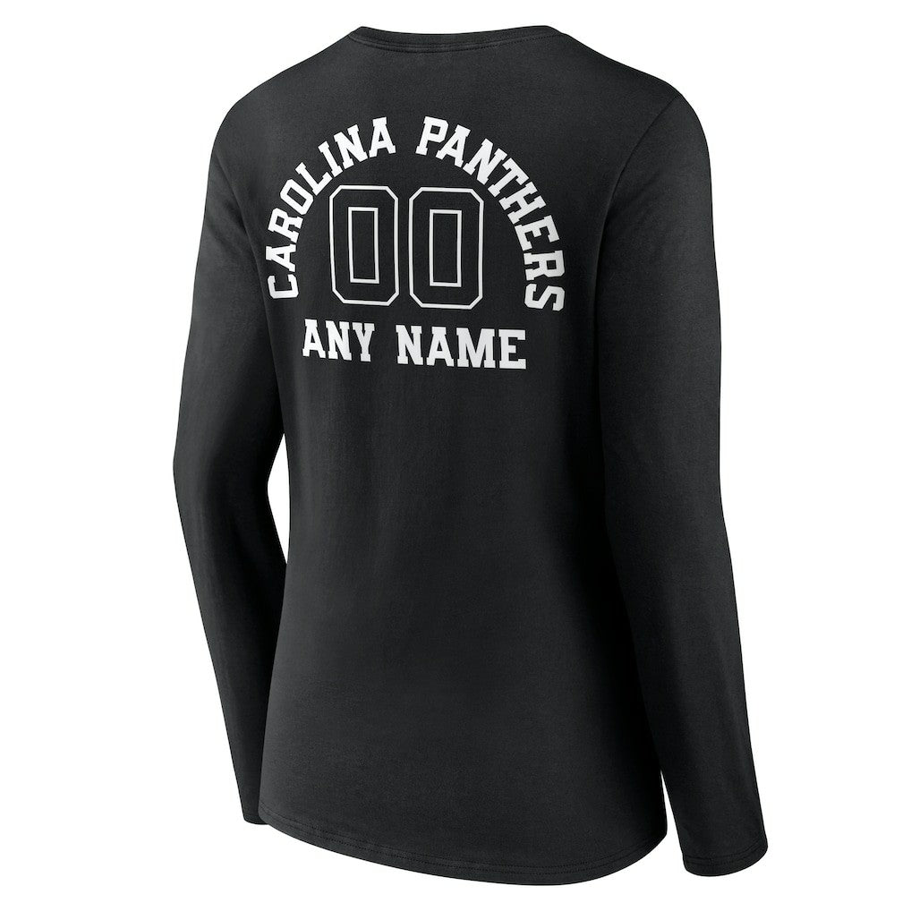 Carolina Panthers  Women's Personalized Name & Number Monochrome Long Sleeve V-Neck T-Shirt