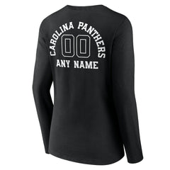 Carolina Panthers  Women's Personalized Name & Number Monochrome Long Sleeve V-Neck T-Shirt