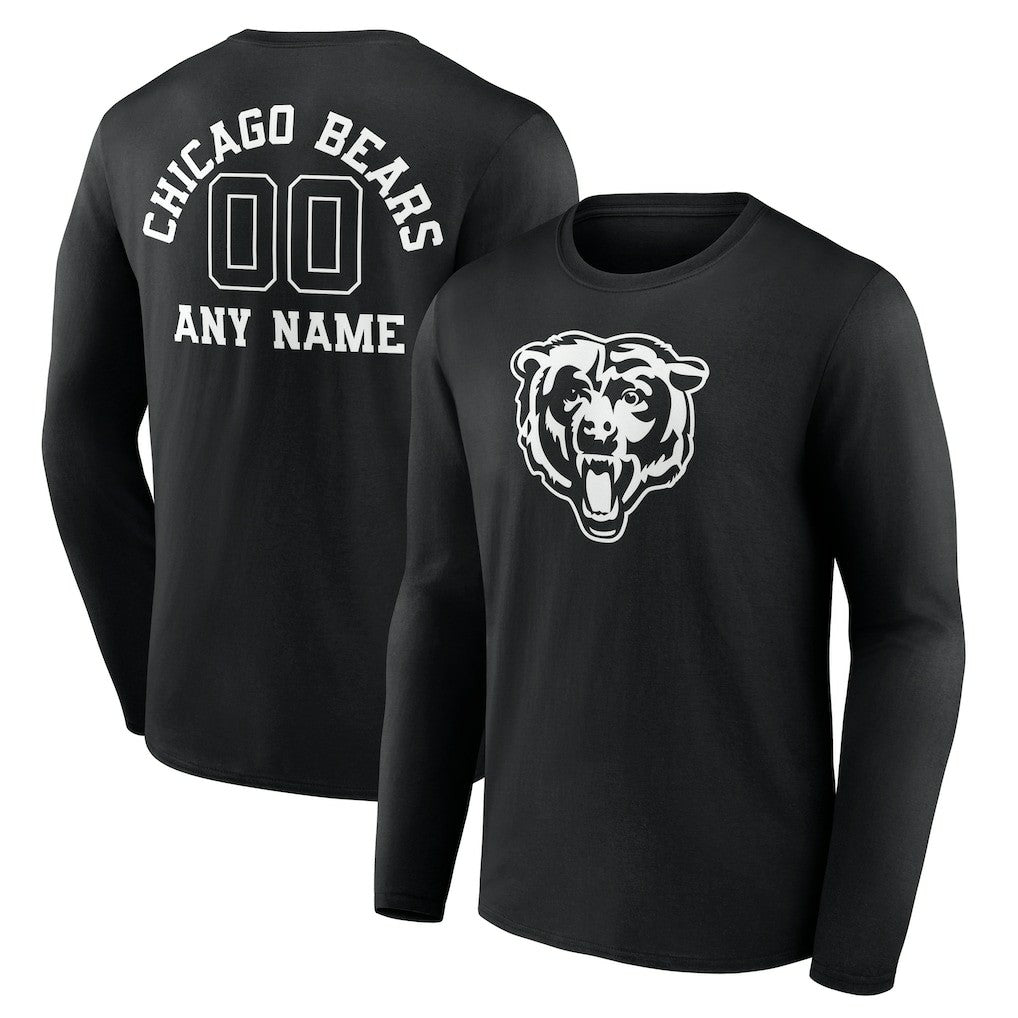 Chicago Bears  Personalized Name & Number Monochrome Long Sleeve T-Shirt