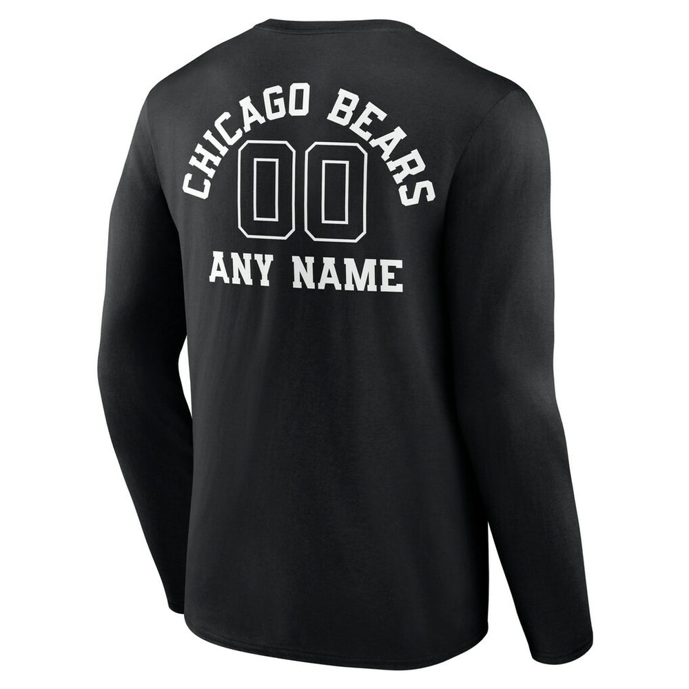 Chicago Bears  Personalized Name & Number Monochrome Long Sleeve T-Shirt