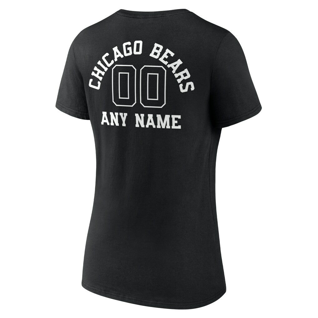 Chicago Bears  Women's Personalized Name & Number Monochrome V-Neck T-Shirt