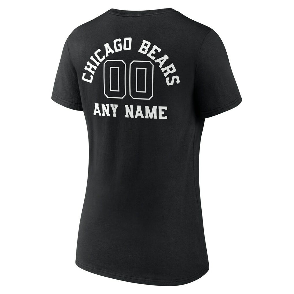 Chicago Bears  Women's Personalized Name & Number Monochrome V-Neck T-Shirt