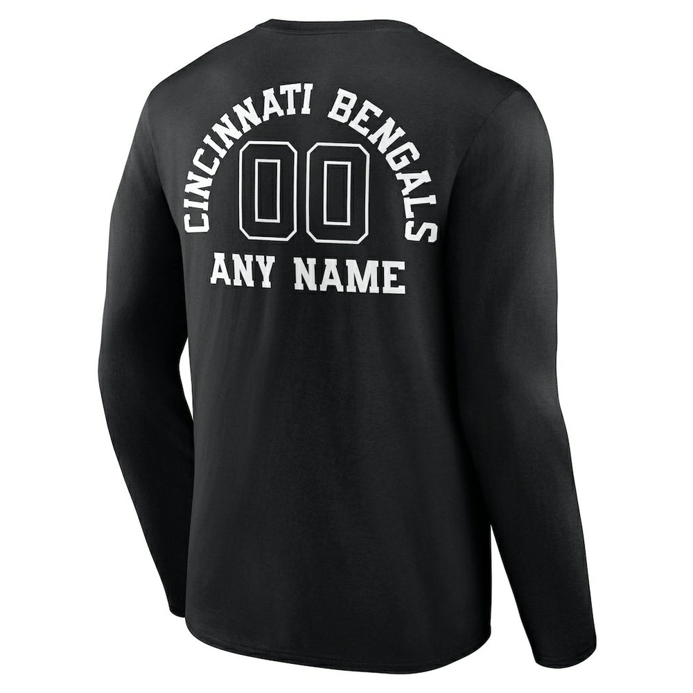 Cincinnati Bengals  Personalized Name & Number Monochrome Long Sleeve T-Shirt