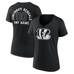 Cincinnati Bengals  Women's Personalized Name & Number Monochrome V-Neck T-Shirt
