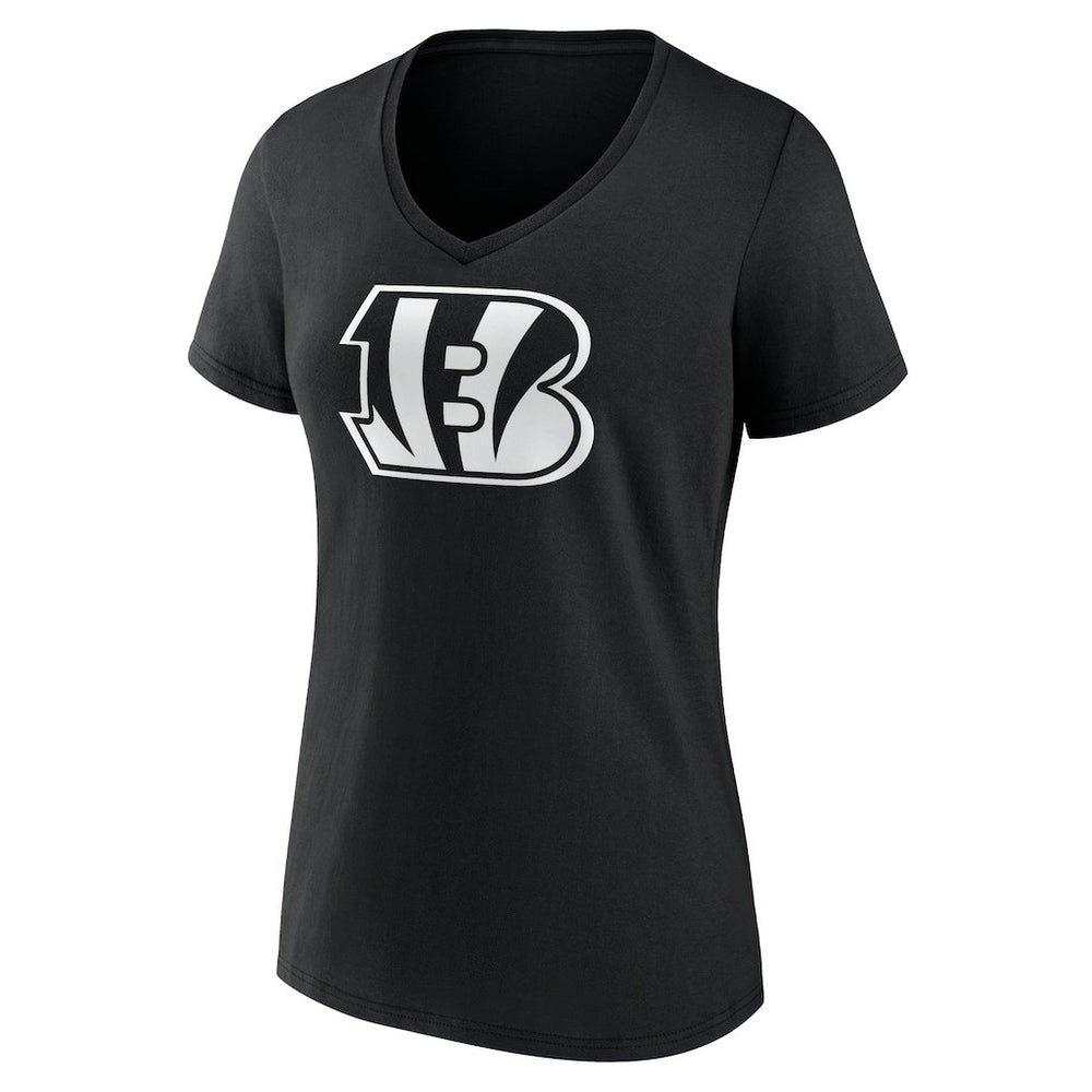 Cincinnati Bengals  Women's Personalized Name & Number Monochrome V-Neck T-Shirt