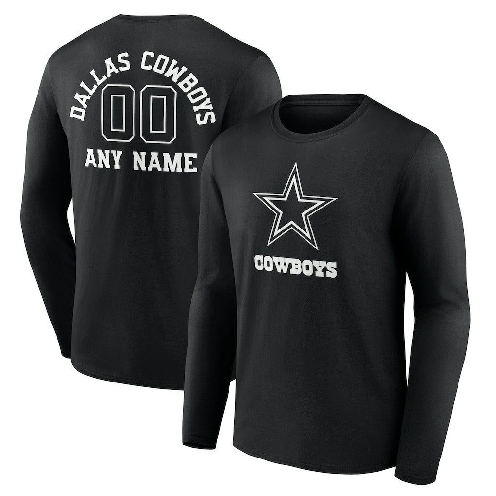 Dallas Cowboys  Personalized Name & Number Monochrome Long Sleeve T-Shirt