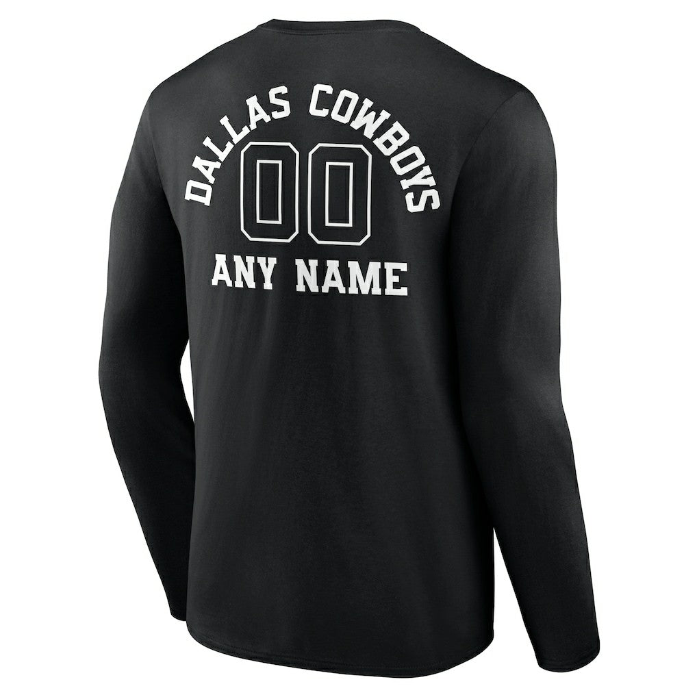 Dallas Cowboys  Personalized Name & Number Monochrome Long Sleeve T-Shirt