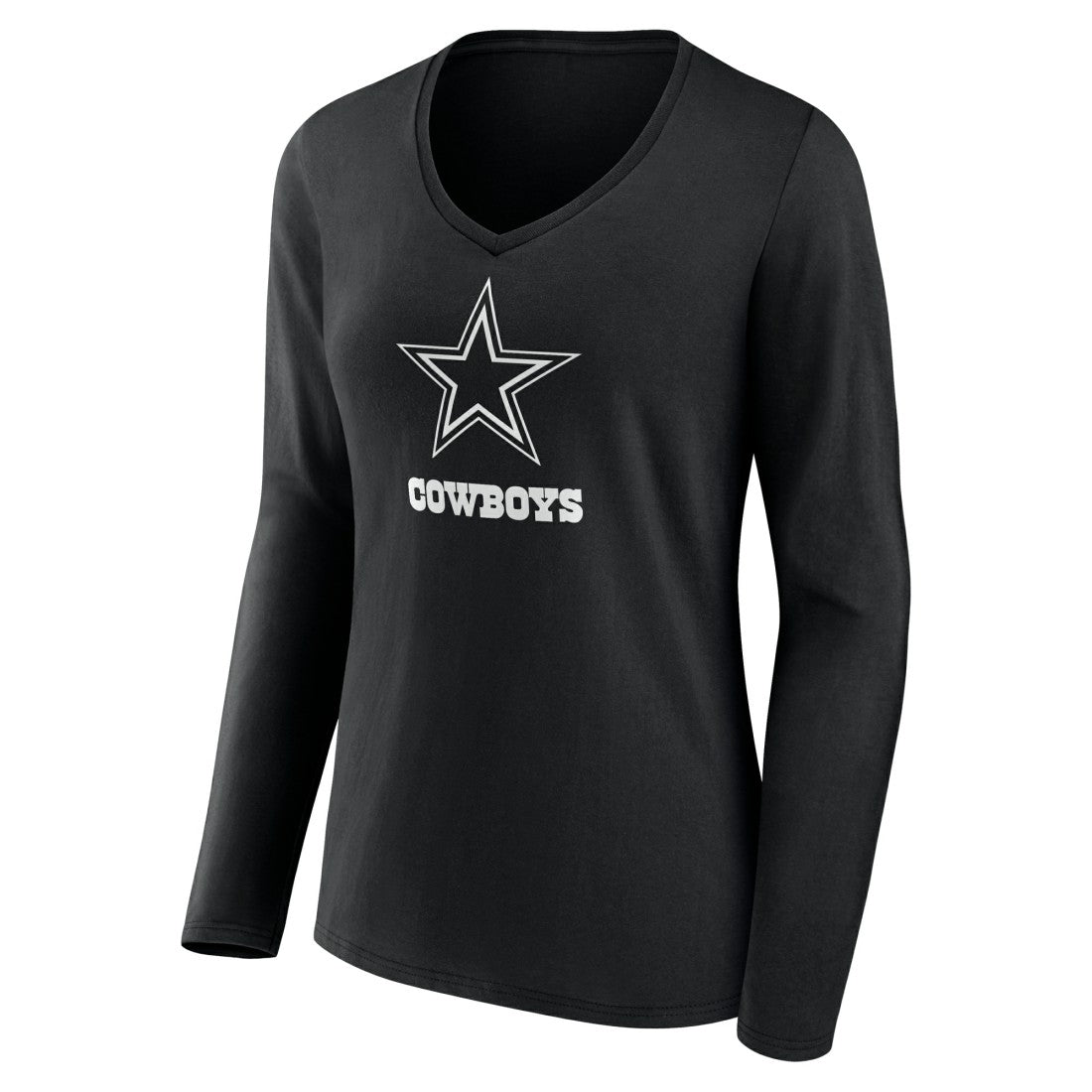Dallas Cowboys  Women's Personalized Name & Number Monochrome Long Sleeve V-Neck T-Shirt
