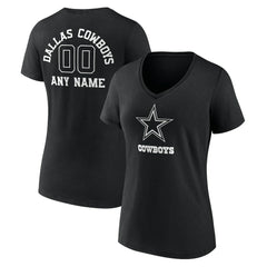 Dallas Cowboys  Women's Personalized Name & Number Monochrome V-Neck T-Shirt