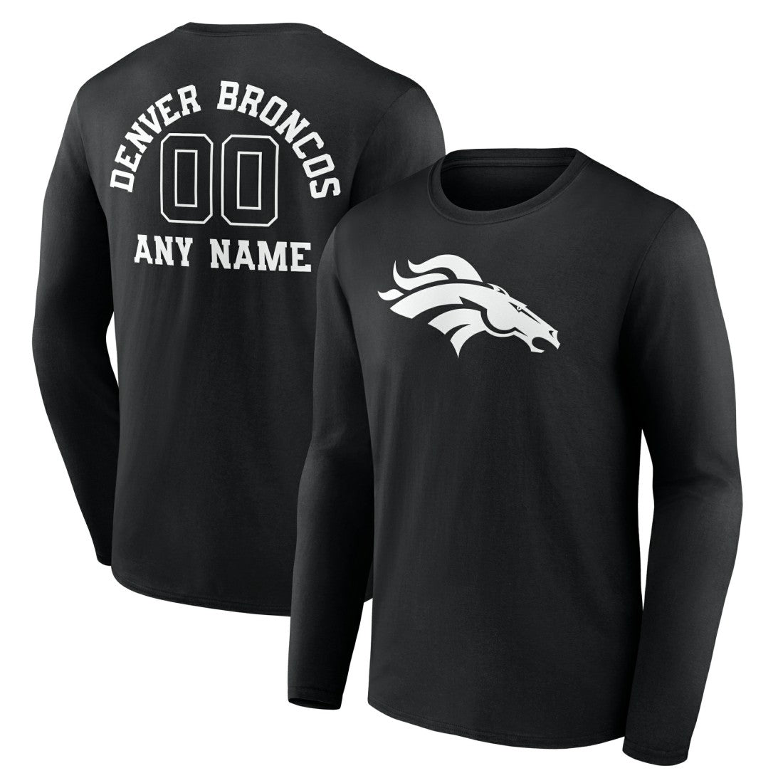 Denver Broncos  Personalized Name & Number Monochrome Long Sleeve T-Shirt