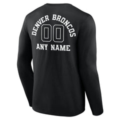 Denver Broncos  Personalized Name & Number Monochrome Long Sleeve T-Shirt