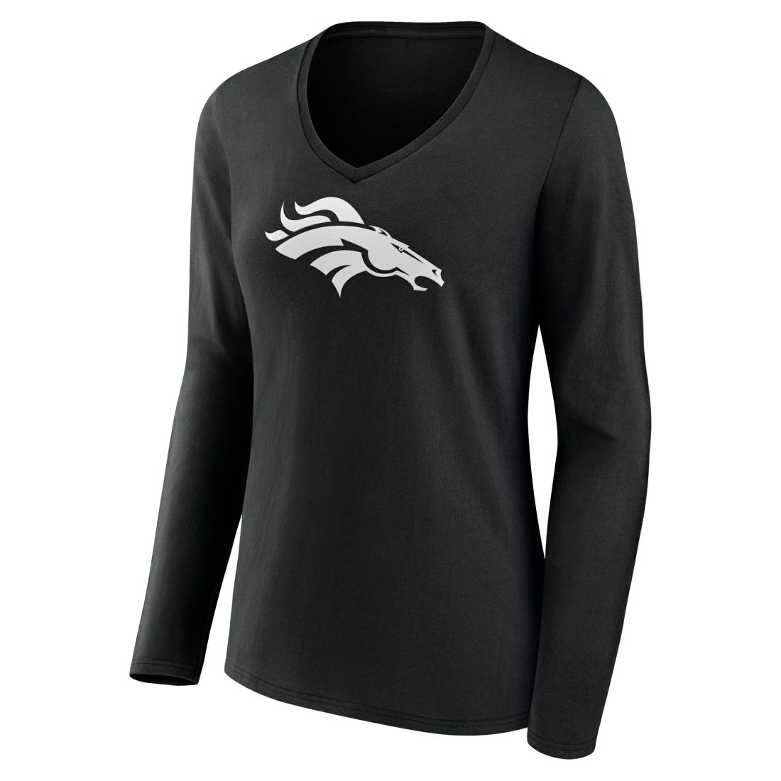Denver Broncos  Women's Personalized Name & Number Monochrome Long Sleeve V-Neck T-Shirt