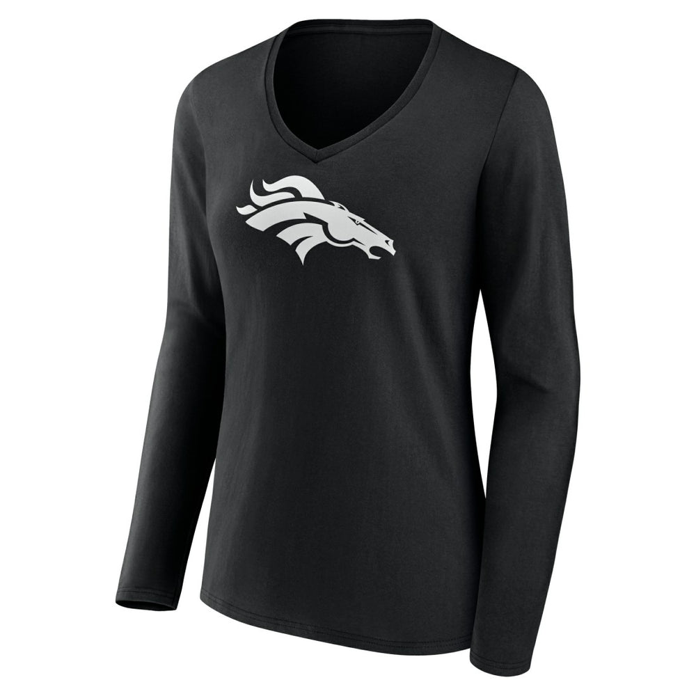 Denver Broncos  Women's Personalized Name & Number Monochrome Long Sleeve V-Neck T-Shirt