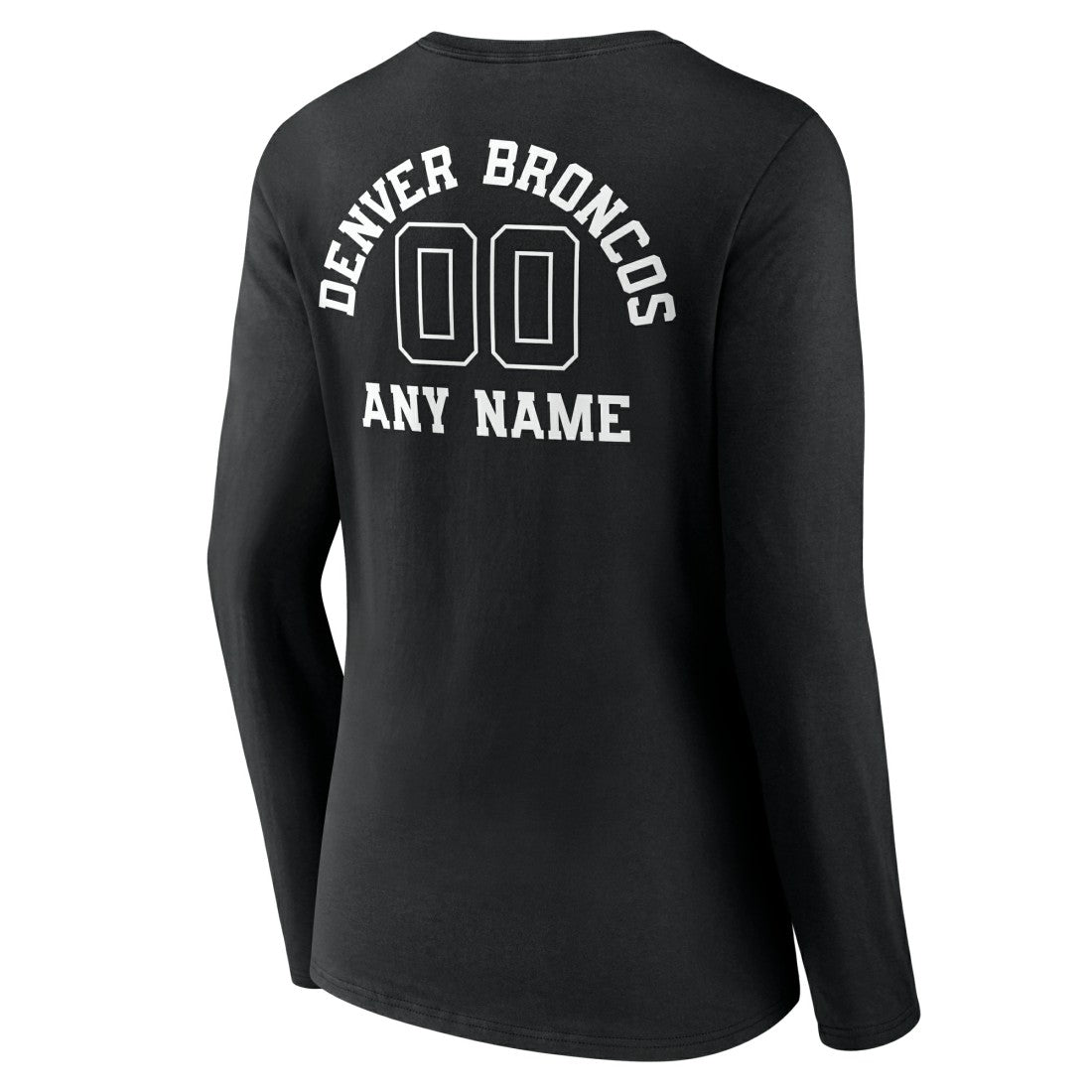 Denver Broncos  Women's Personalized Name & Number Monochrome Long Sleeve V-Neck T-Shirt