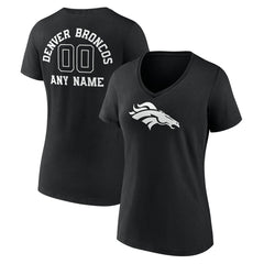Denver Broncos  Women's Personalized Name & Number Monochrome V-Neck T-Shirt