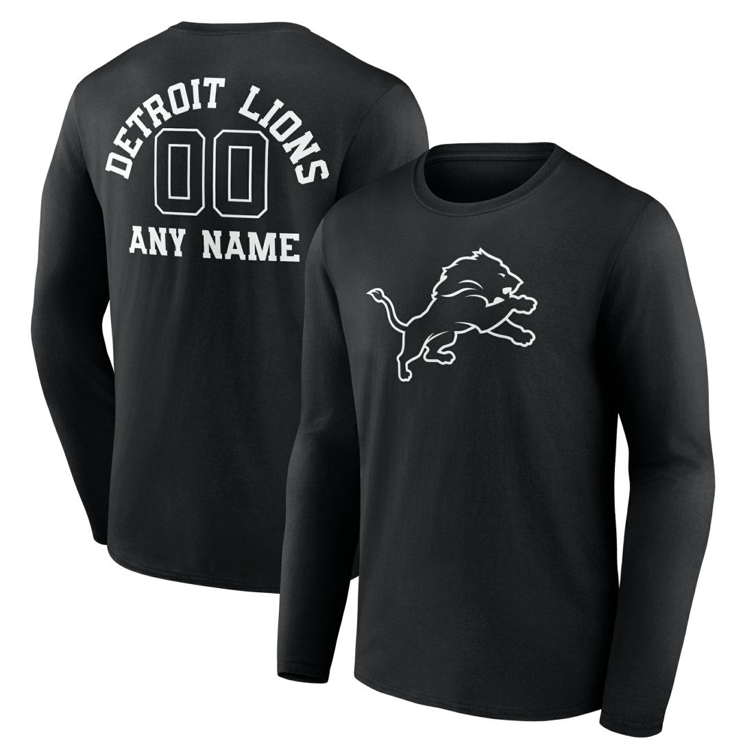 Detroit Lions  Personalized Name & Number Monochrome Long Sleeve T-Shirt