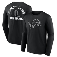 Detroit Lions  Personalized Name & Number Monochrome Long Sleeve T-Shirt