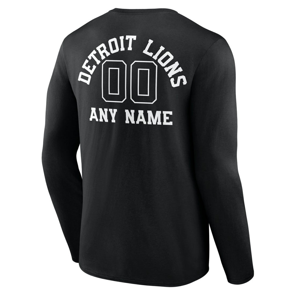 Detroit Lions  Personalized Name & Number Monochrome Long Sleeve T-Shirt
