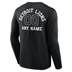 Detroit Lions  Personalized Name & Number Monochrome Long Sleeve T-Shirt