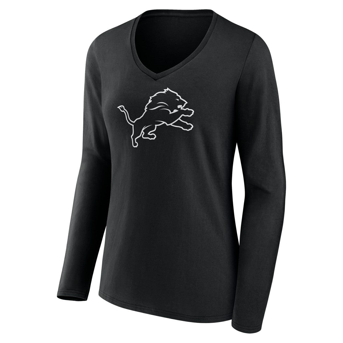 Detroit Lions  Women's Personalized Name & Number Monochrome Long Sleeve V-Neck T-Shirt