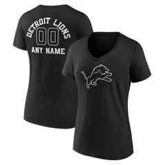 Detroit Lions  Women's Personalized Name & Number Monochrome V-Neck T-Shirt