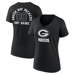 Green Bay Packers  Women's Personalized Name & Number Monochrome V-Neck T-Shirt