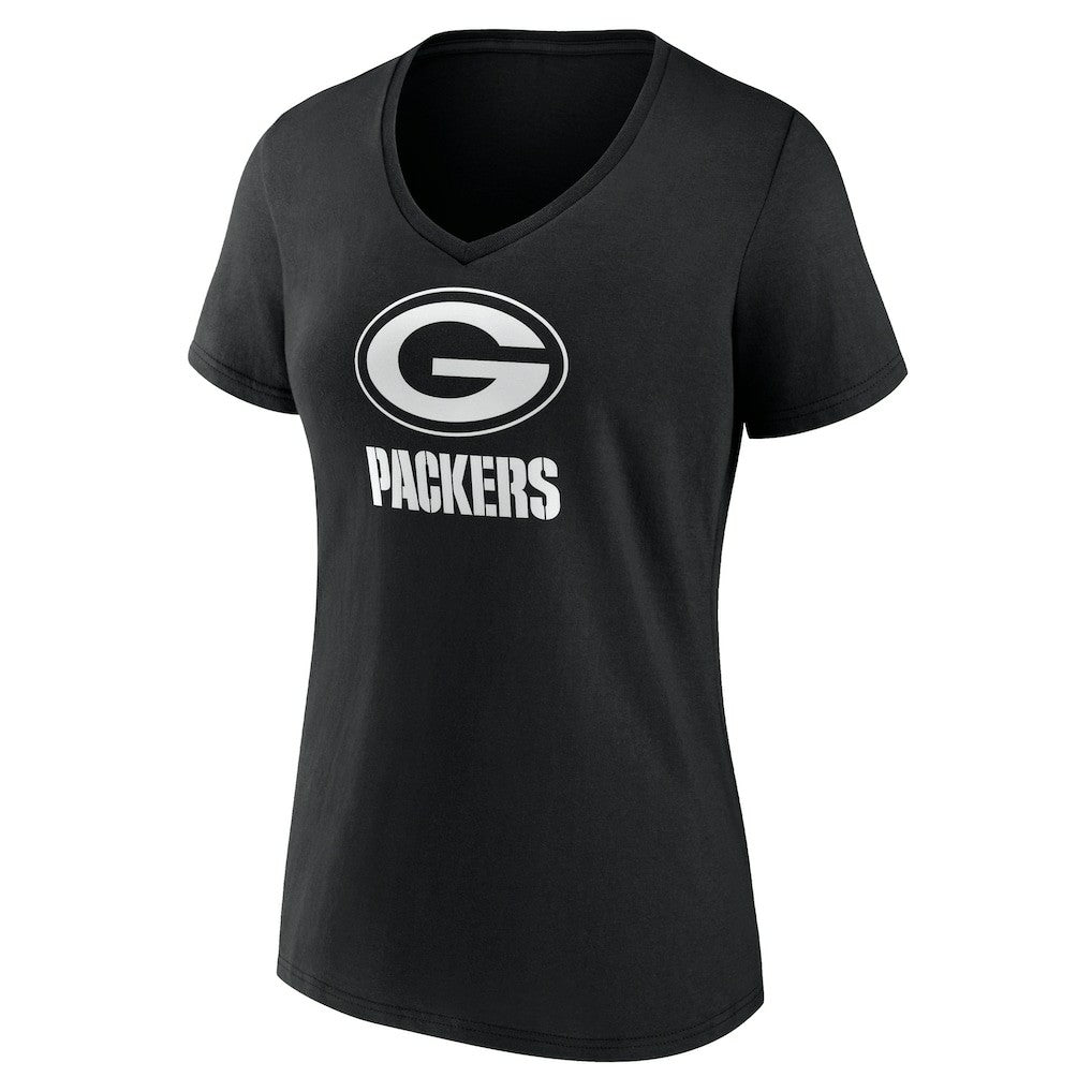 Green Bay Packers  Women's Personalized Name & Number Monochrome V-Neck T-Shirt