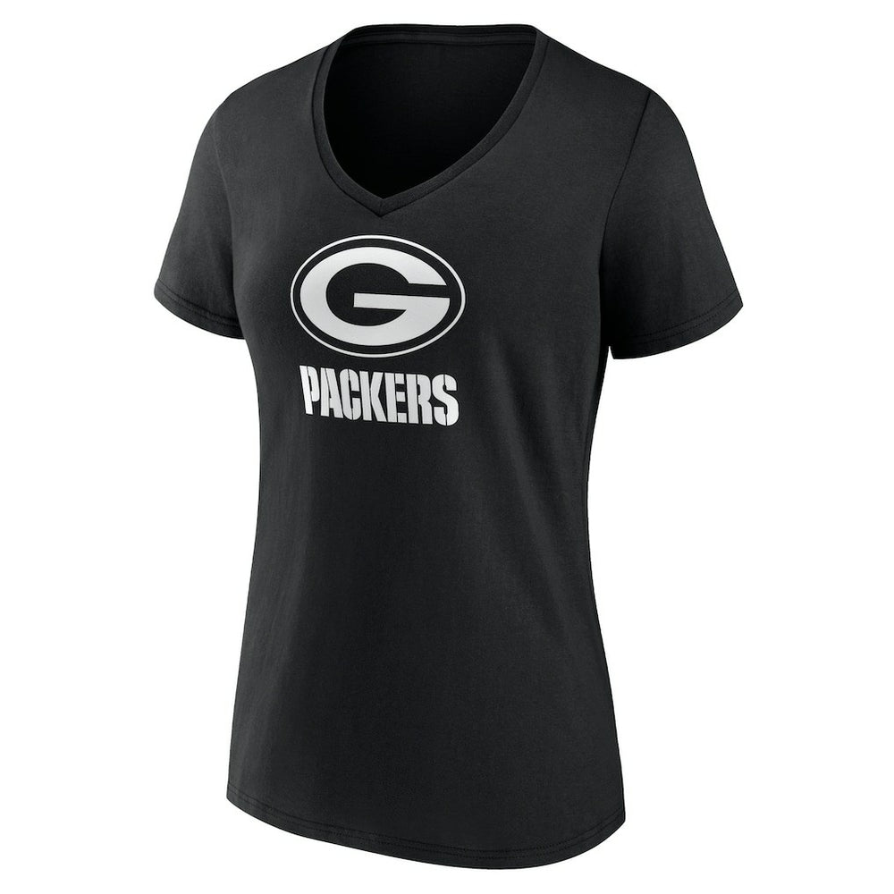 Green Bay Packers  Women's Personalized Name & Number Monochrome V-Neck T-Shirt