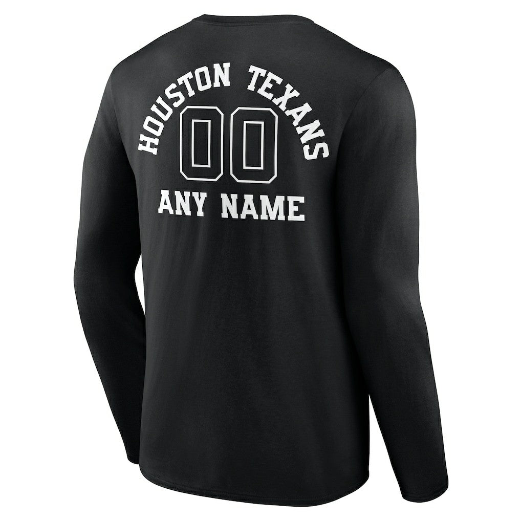 Houston Texans  Personalized Name & Number Monochrome Long Sleeve T-Shirt