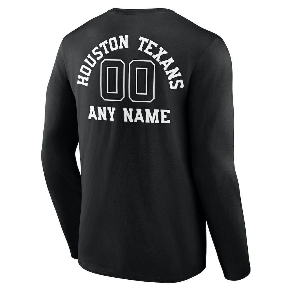 Houston Texans  Personalized Name & Number Monochrome Long Sleeve T-Shirt