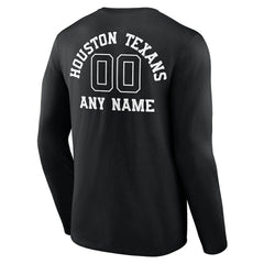 Houston Texans  Personalized Name & Number Monochrome Long Sleeve T-Shirt