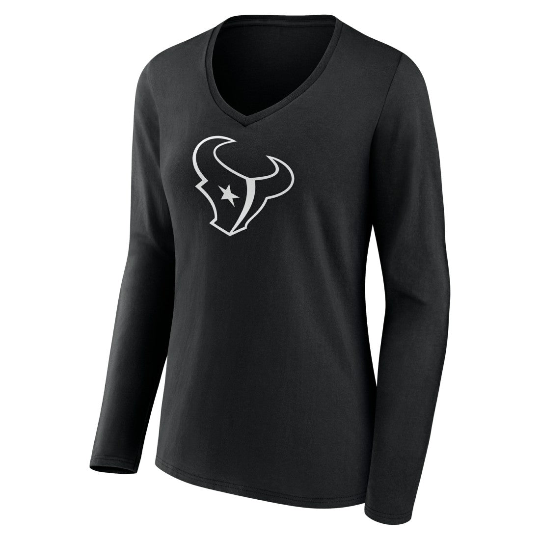 Houston Texans  Women's Personalized Name & Number Monochrome Long Sleeve V-Neck T-Shirt