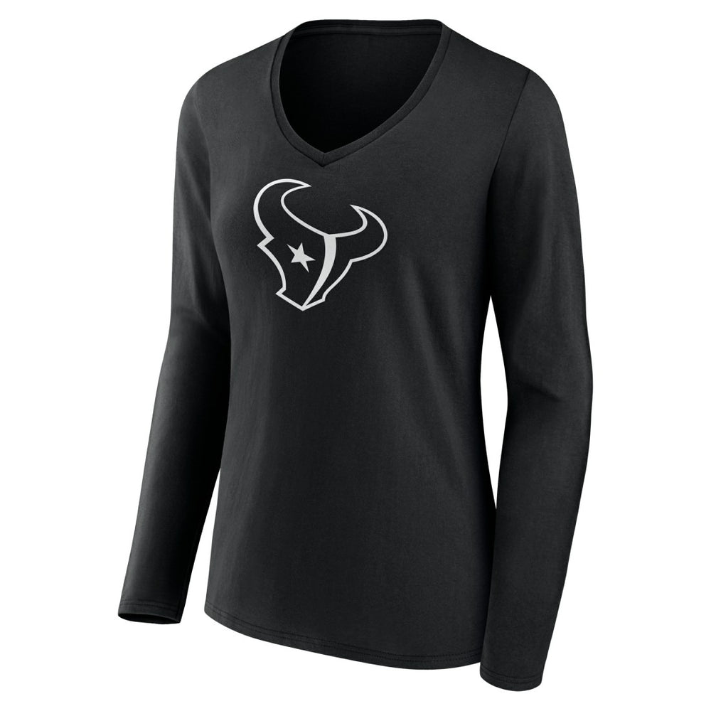 Houston Texans  Women's Personalized Name & Number Monochrome Long Sleeve V-Neck T-Shirt