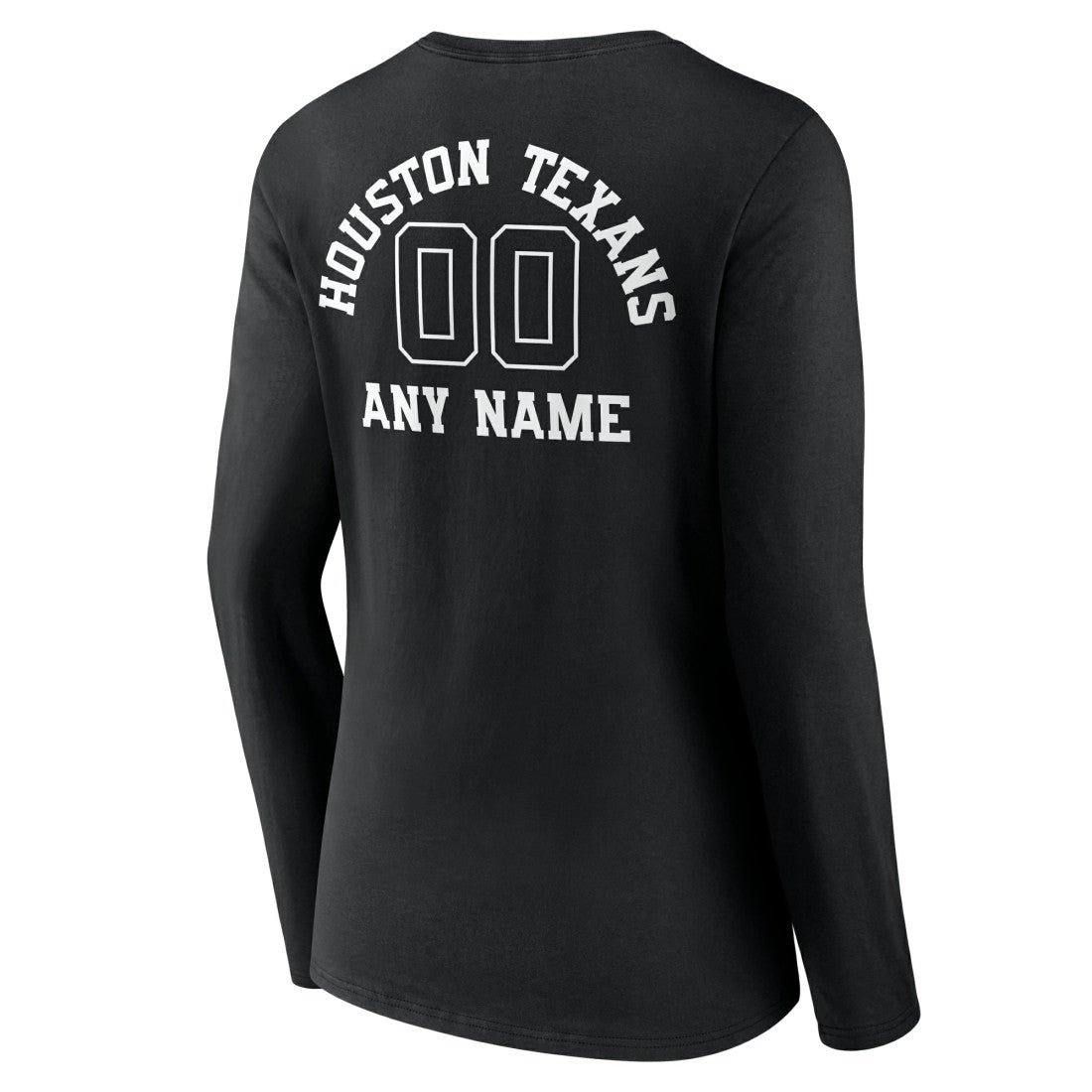 Houston Texans  Women's Personalized Name & Number Monochrome Long Sleeve V-Neck T-Shirt