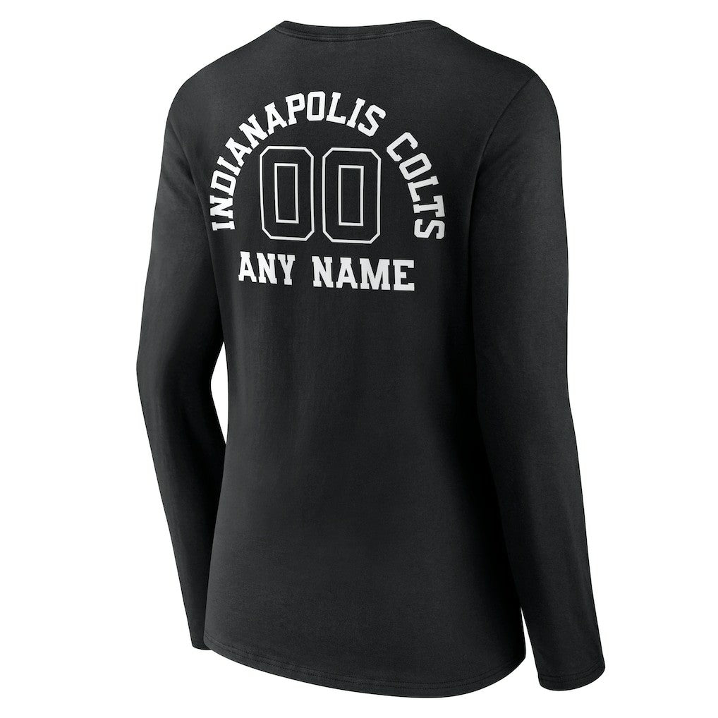 Indianapolis Colts  Women's Personalized Name & Number Monochrome Long Sleeve V-Neck T-Shirt