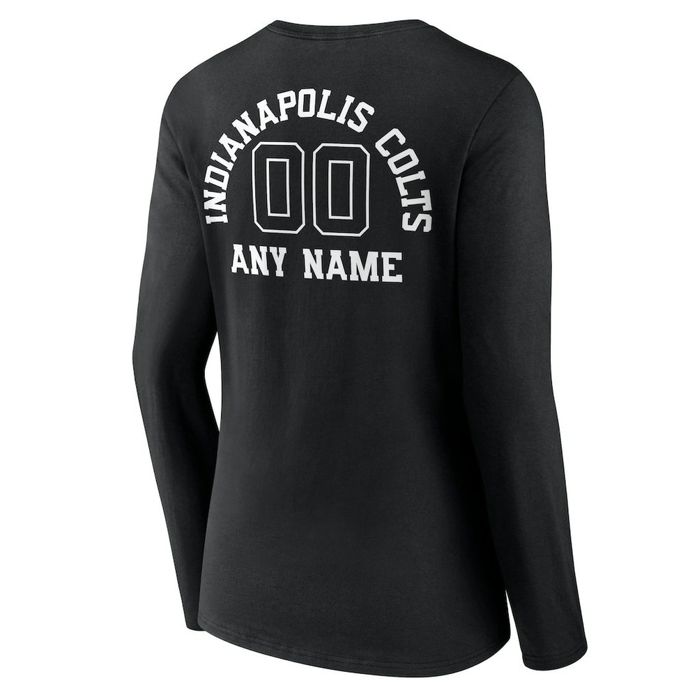 Indianapolis Colts  Women's Personalized Name & Number Monochrome Long Sleeve V-Neck T-Shirt