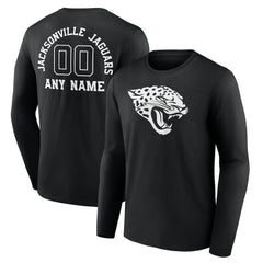 Jacksonville Jaguars  Personalized Name & Number Monochrome Long Sleeve T-Shirt