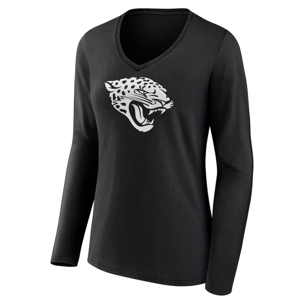 Jacksonville Jaguars  Women's Personalized Name & Number Monochrome Long Sleeve V-Neck T-Shirt