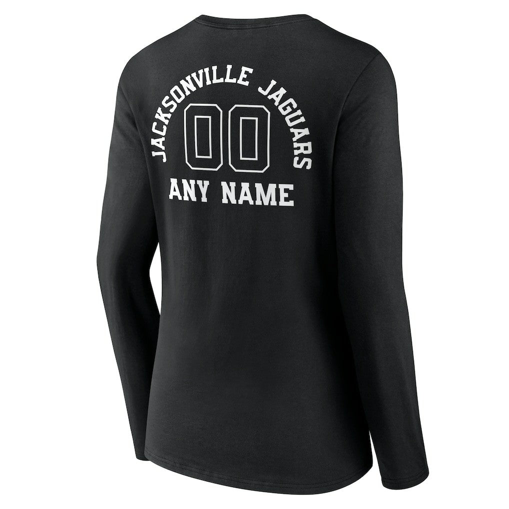 Jacksonville Jaguars  Women's Personalized Name & Number Monochrome Long Sleeve V-Neck T-Shirt